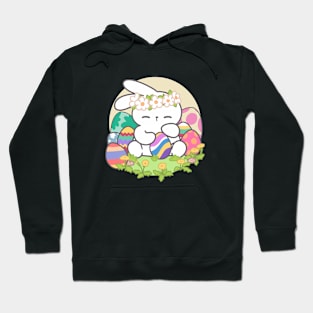 The Joy of Easter: Loppi Tokki cute bunny Surrounded by Colorful Eggs! Hoodie